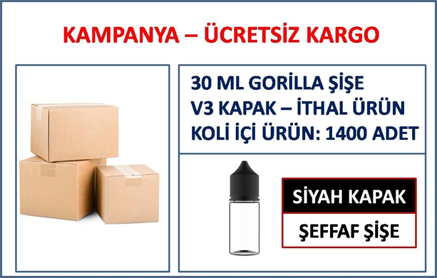 Gorilla Şişe İthal Şeffaf 30 ml (ŞEFFAF ŞİŞE - SİYAH KAPAK)